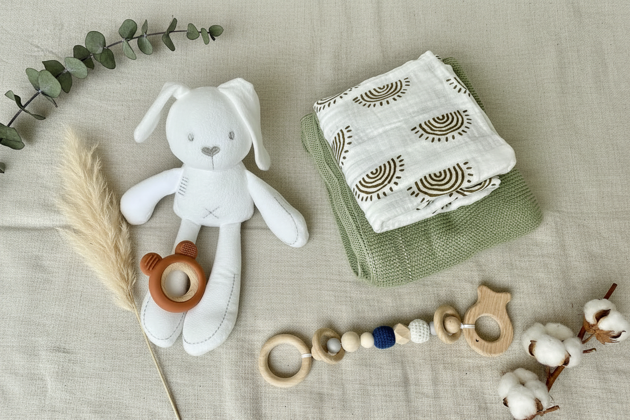 Flat lay con adornos naturales